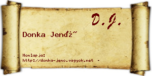 Donka Jenő névjegykártya